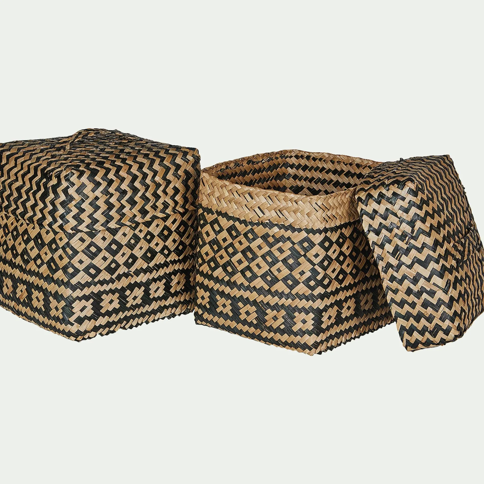 Lot de 2 paniers en jonc de mer - noir