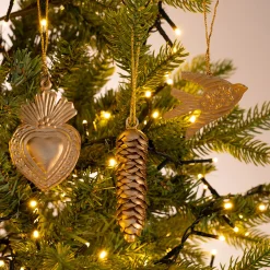 Lot de 3 suspensions de Noël en fer H9,50cm - doré