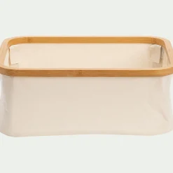 Panier en polycoton et bambou H15xL40cm - blanc