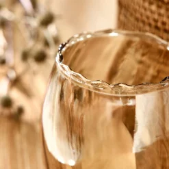 Photophore en verre D9xH10cm - doré