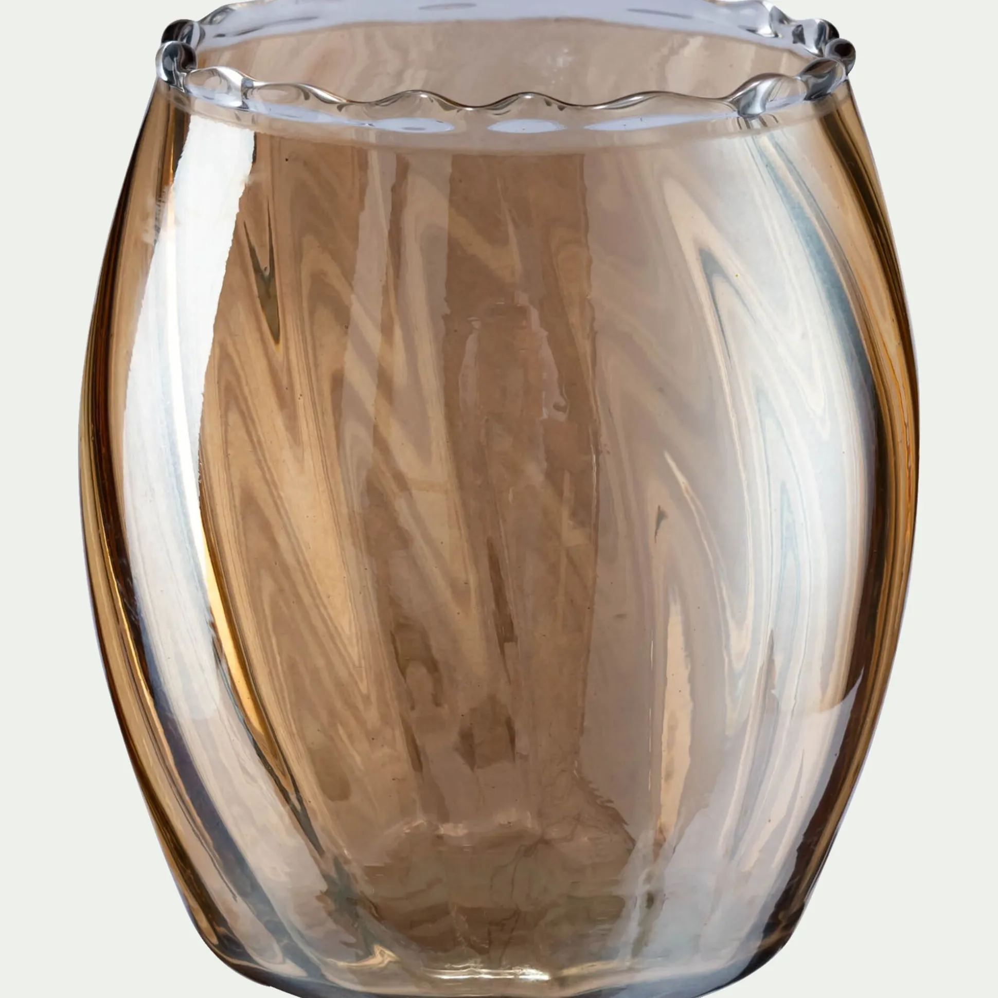 Photophore en verre D9xH10cm - doré