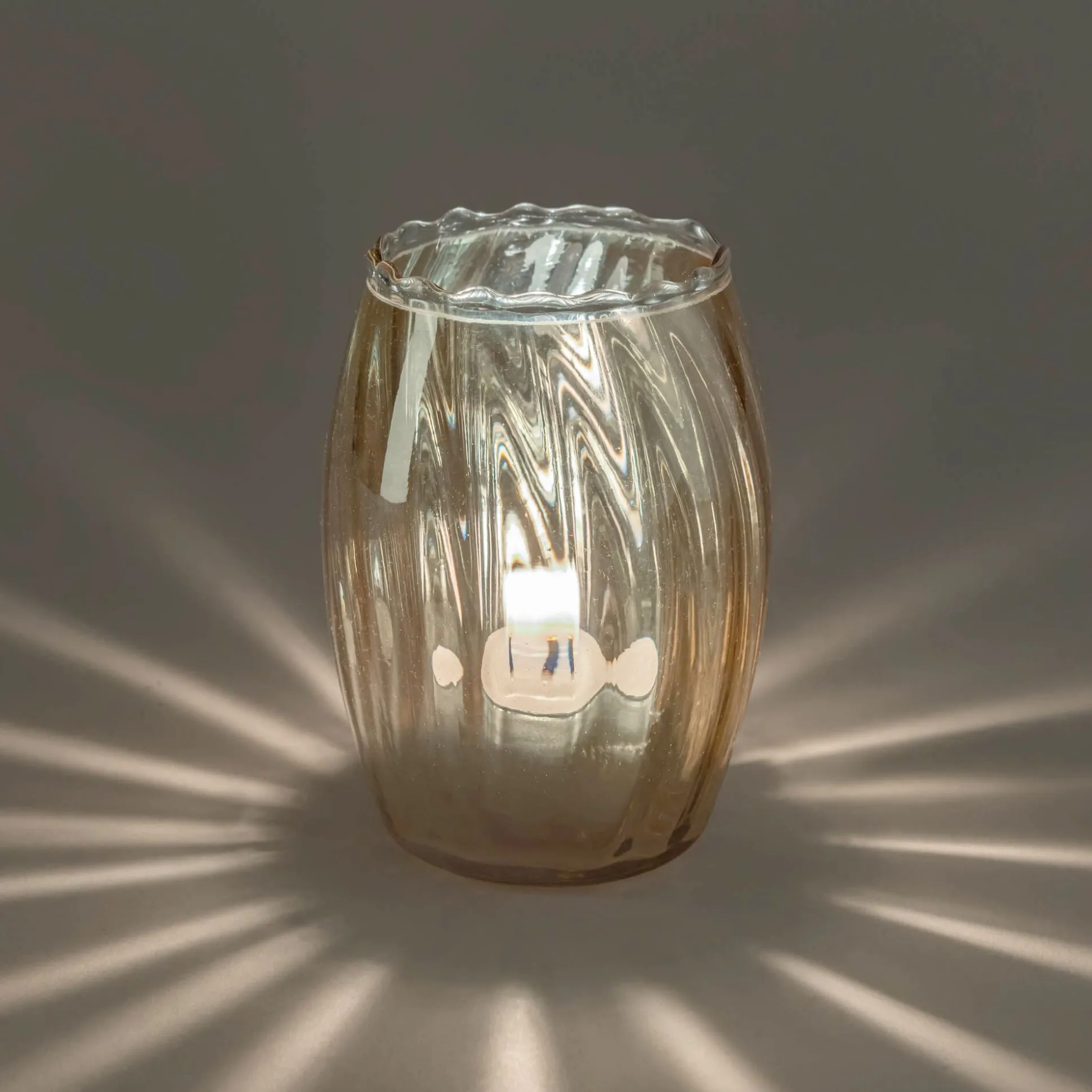 Photophore en verre D9xH10cm - doré