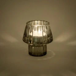 Photophore en verre H10cm - gris