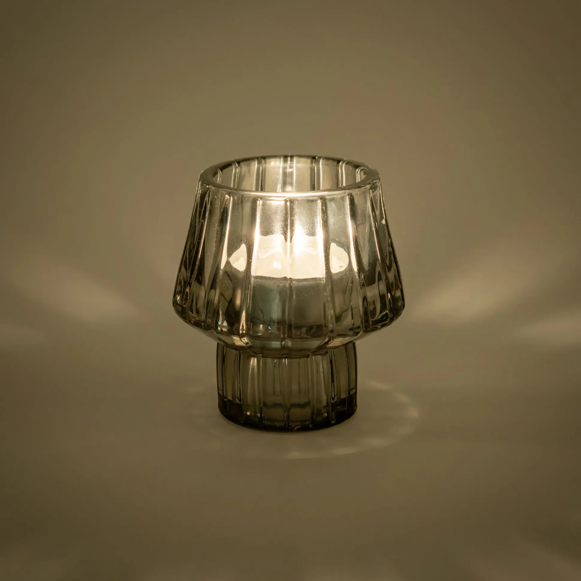 Photophore en verre H10cm - gris