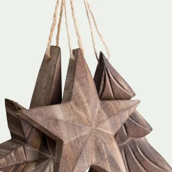 Suspension de Noël en bois de peuplier - naturel (modèle aléatoire)