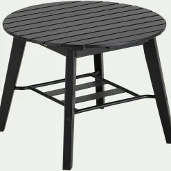 Table basse de jardin ronde en bois d'eucalyptus et aluminium - noir
