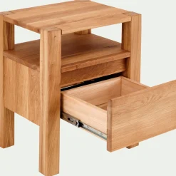 Table de chevet en chêne massif 1 niche et 1 tiroir - bois clair
