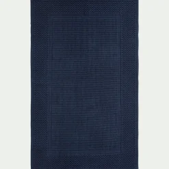 Tapis de bain jacquard en coton 60x100cm - bleu encre