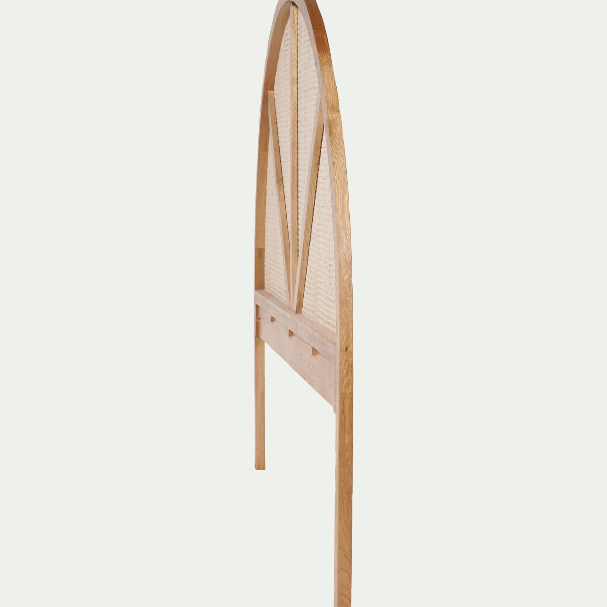 Tête de lit ronde en chêne et rotin L170cm - bois clair