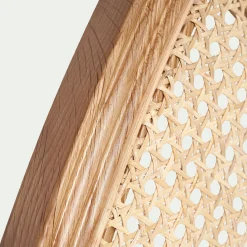 Tête de lit ronde en chêne et rotin L170cm - bois clair